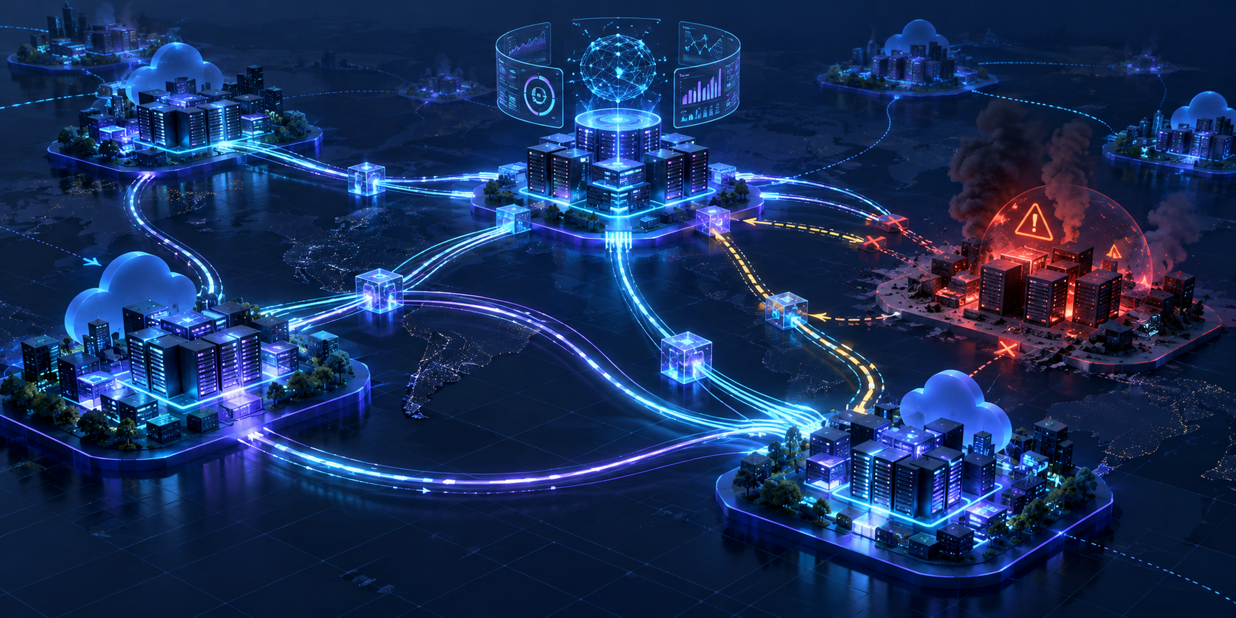 Resilient distributed system with rerouted traffic